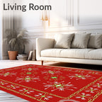 Crimson red With Starburst Accents Rug