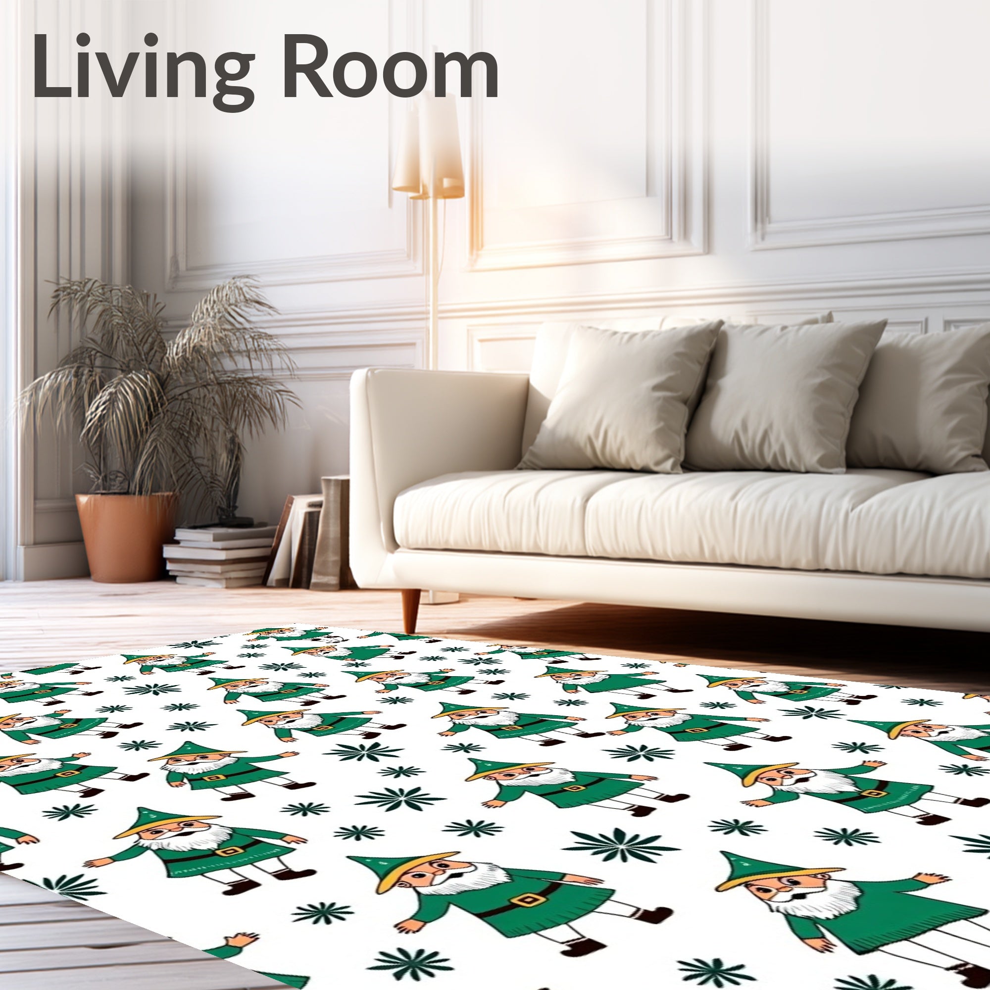 Green Gnome Christmas Holiday Sprinkle Rug