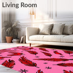 Vibrant Red Cardinal Feather Scatter Rug