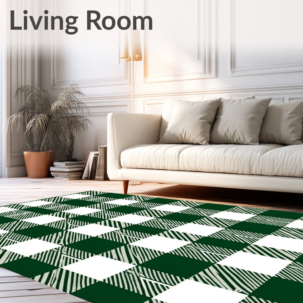 Classic Green White Buffalo Check Rug