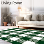 Classic Green White Buffalo Check Rug