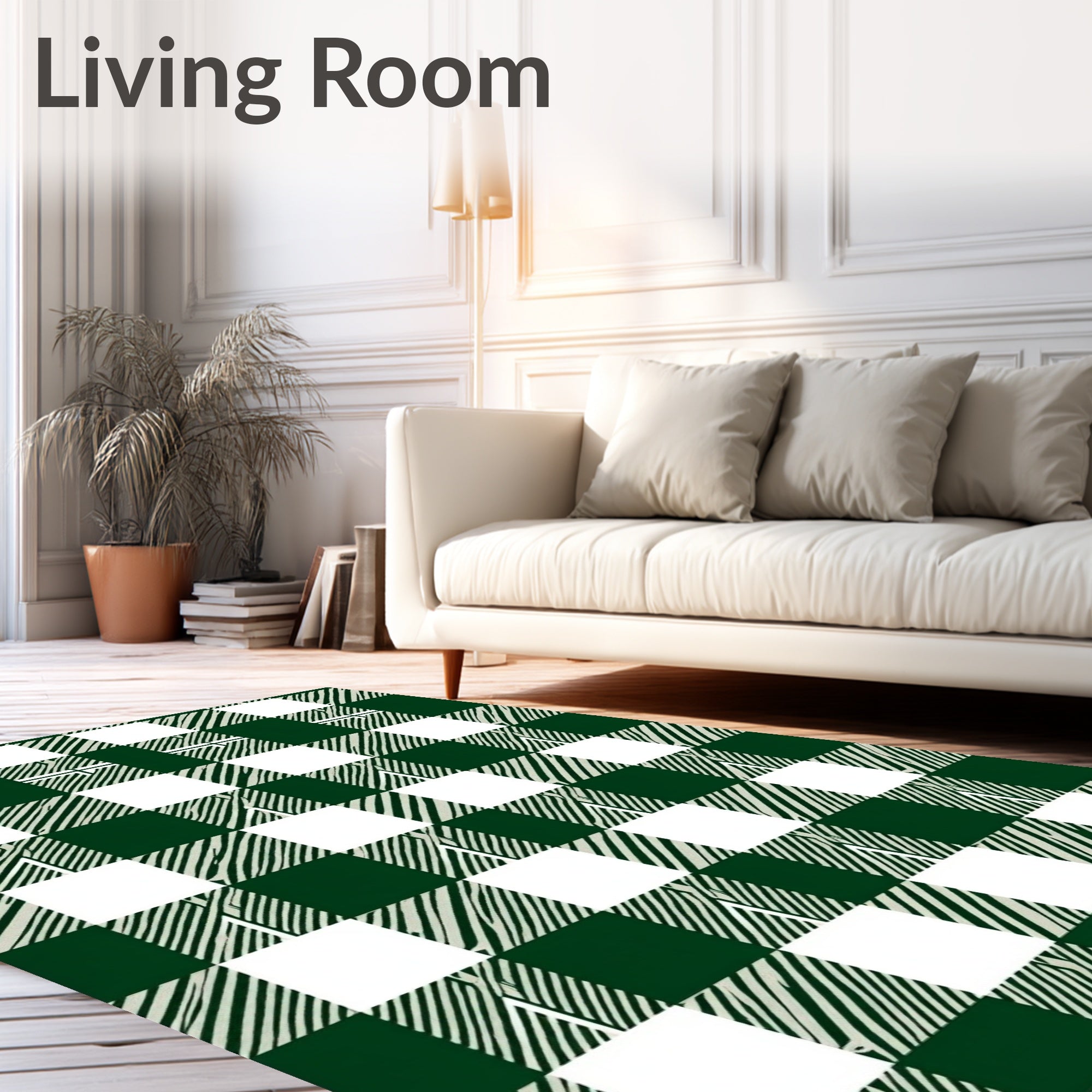 Classic Green White Buffalo Check Rug