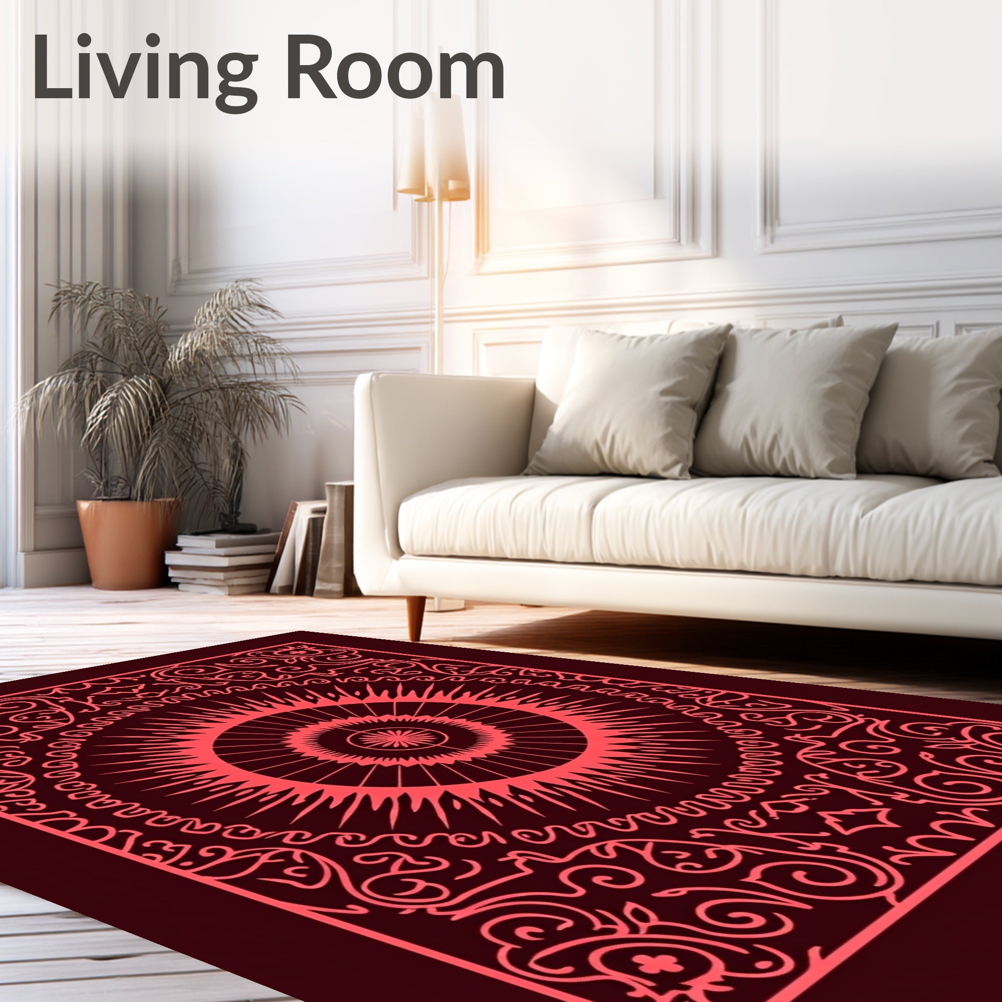 Crimson Medallion Floral Sunburst Rug