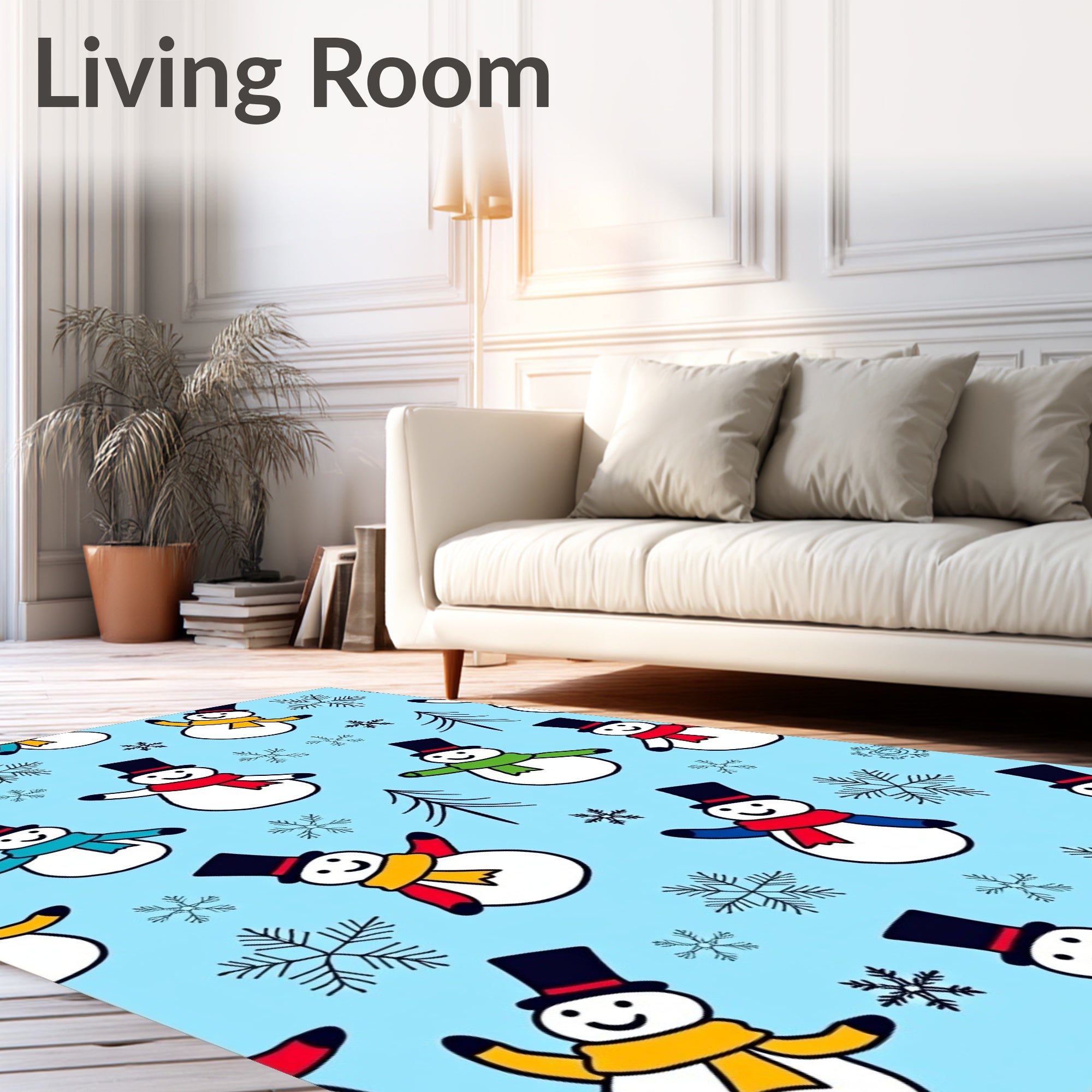 Joyful Snowman Winter Wonderland Snowflakes Rug