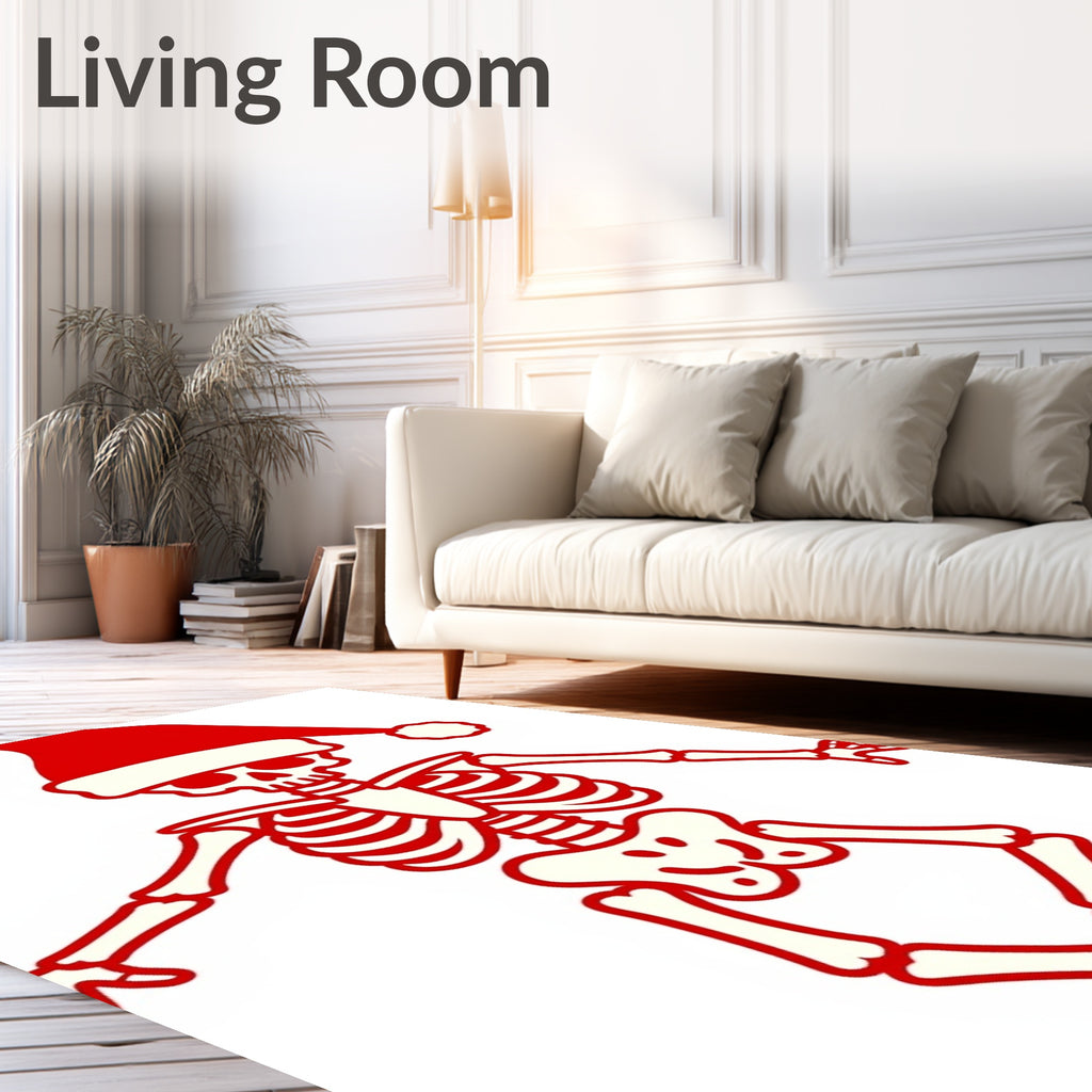 Crimson Santa Skeleton Christmas Rug
