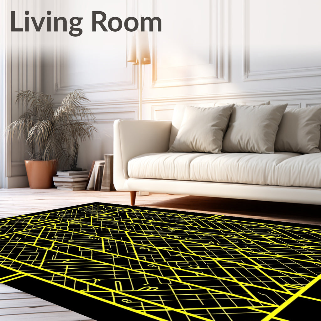 Yellow Geometric Abstract Visual Rug