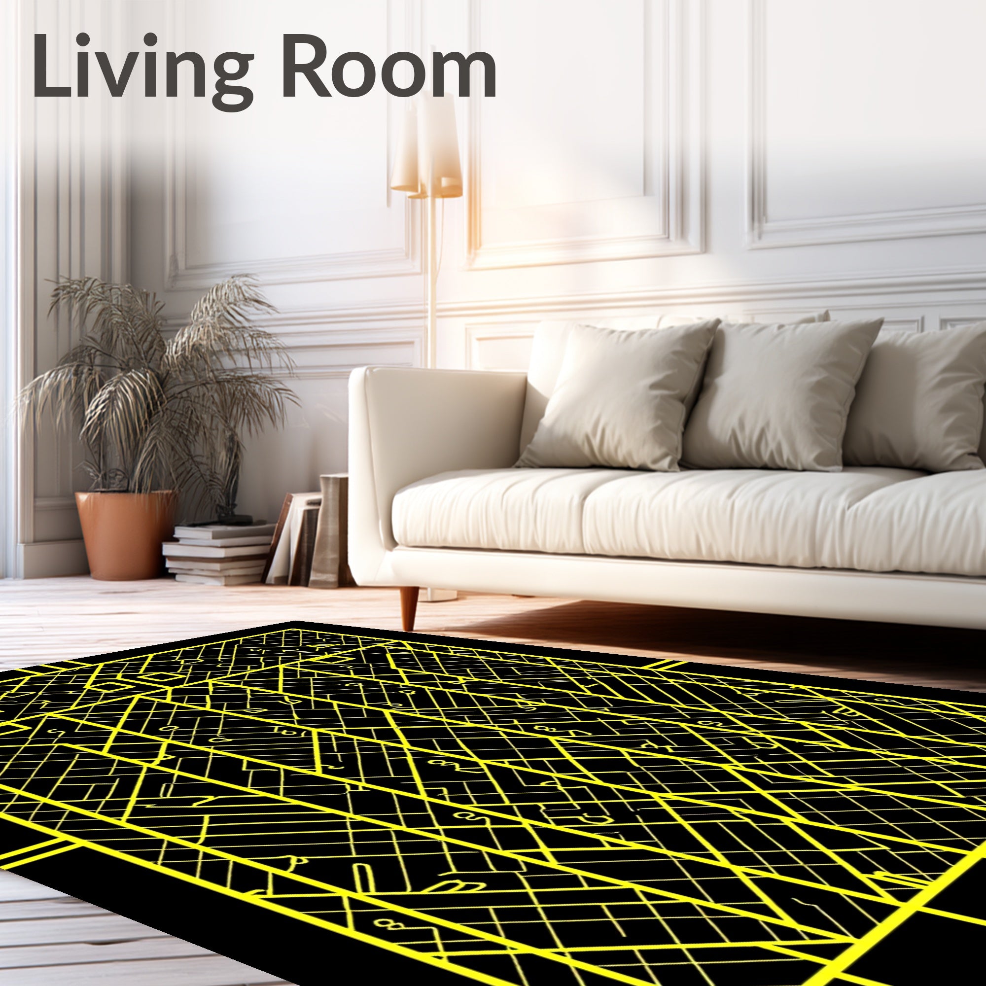 Yellow Geometric Abstract Visual Rug