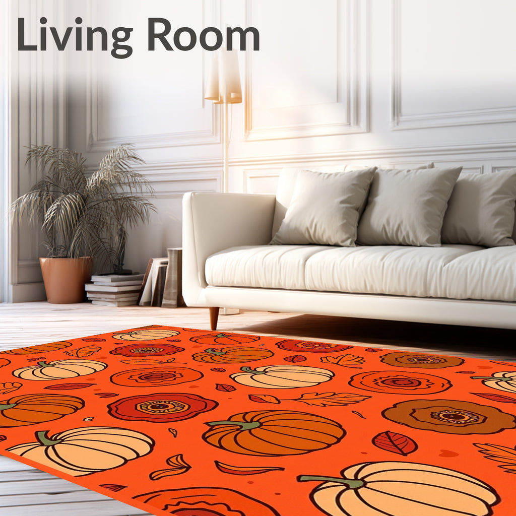 Autumn Pumpkins And Poppy Flowers Rug