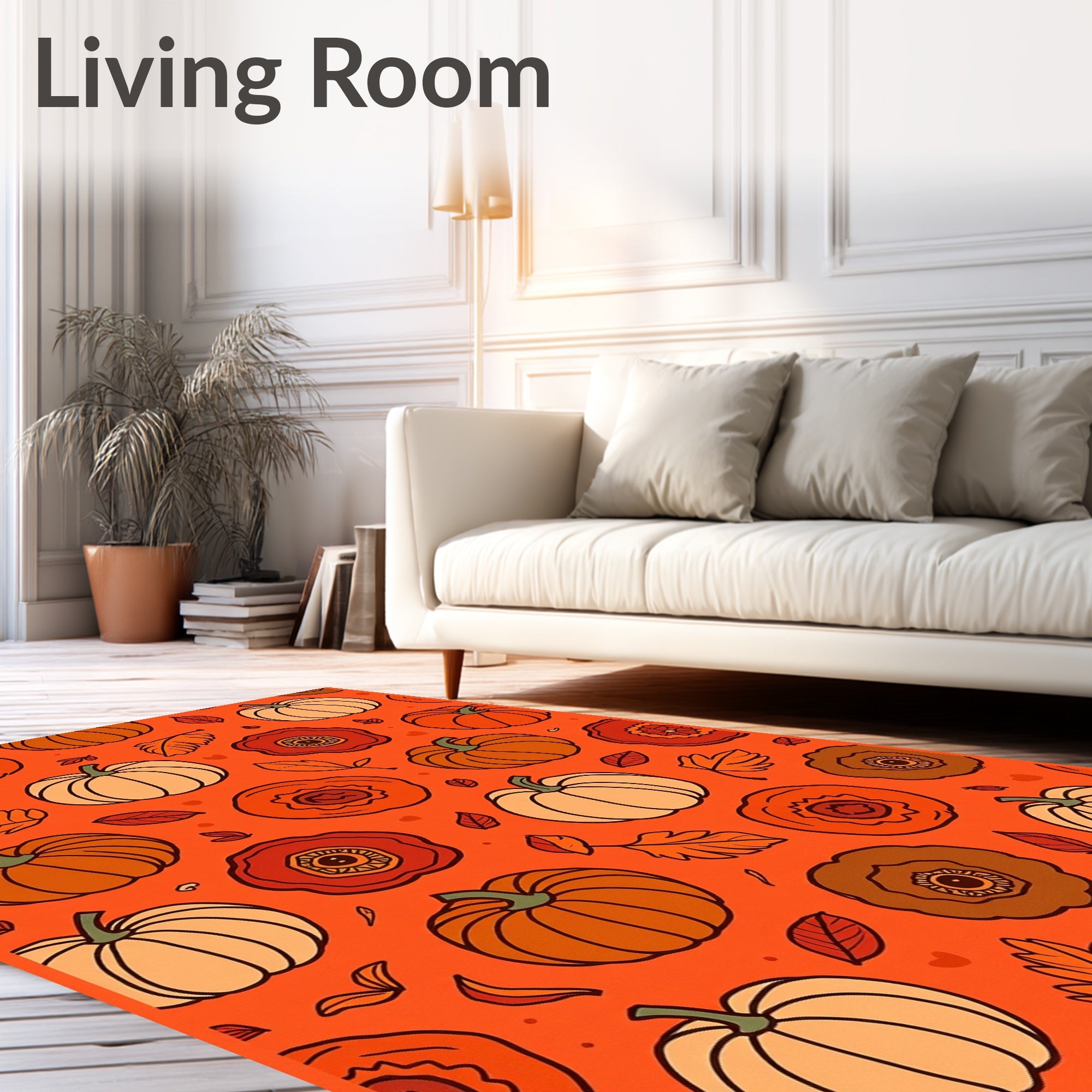 Autumn Pumpkins And Poppy Flowers Rug