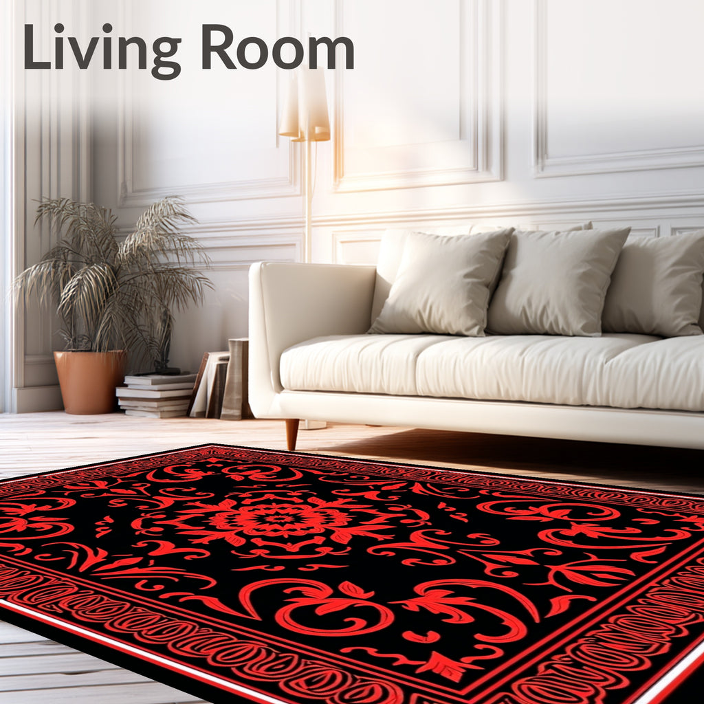 Bold Red Classic Floral Medallion Rug