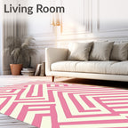 Soft Pink Geometric Maze Rug
