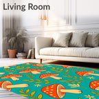 Cute Red Mushroom Forest Whimsical Whimsy Rug
