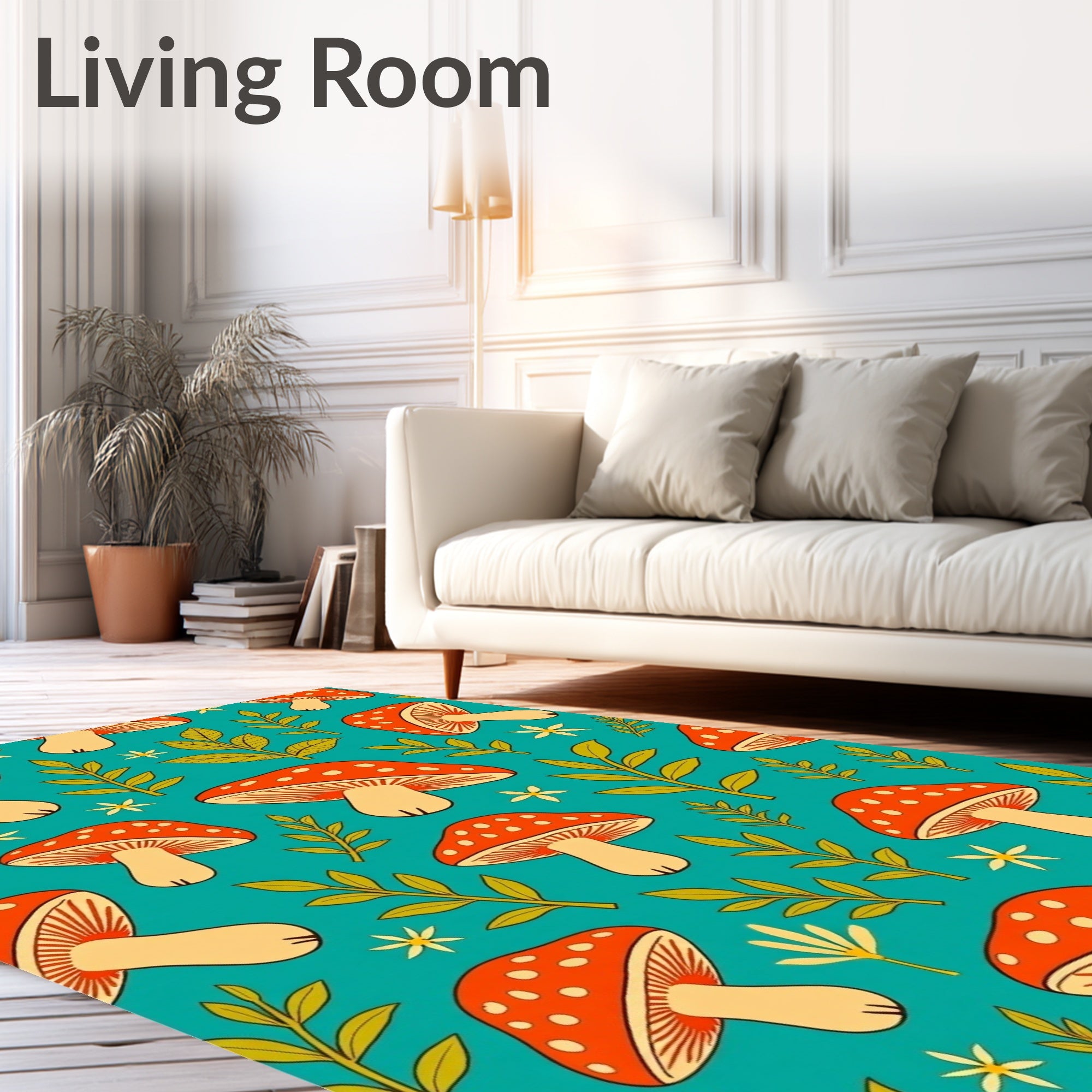 Cute Red Mushroom Forest Whimsical Whimsy Rug