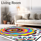 Vibrant Color Swirl Abstract Floral Rug