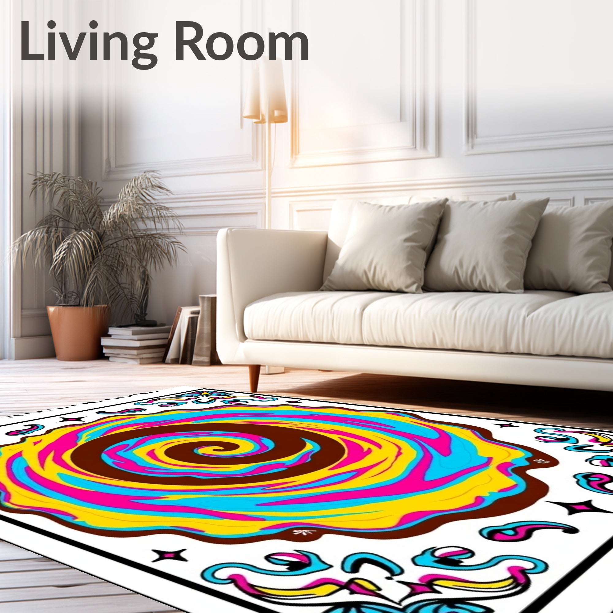Vibrant Color Swirl Abstract Floral Rug
