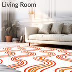 Vibrant Orange Wavy Ribbon Rug