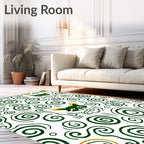 Whimsical Green Raccoon Swirls Rug