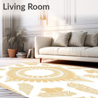 Golden Sunburst Radial Medallion Rug