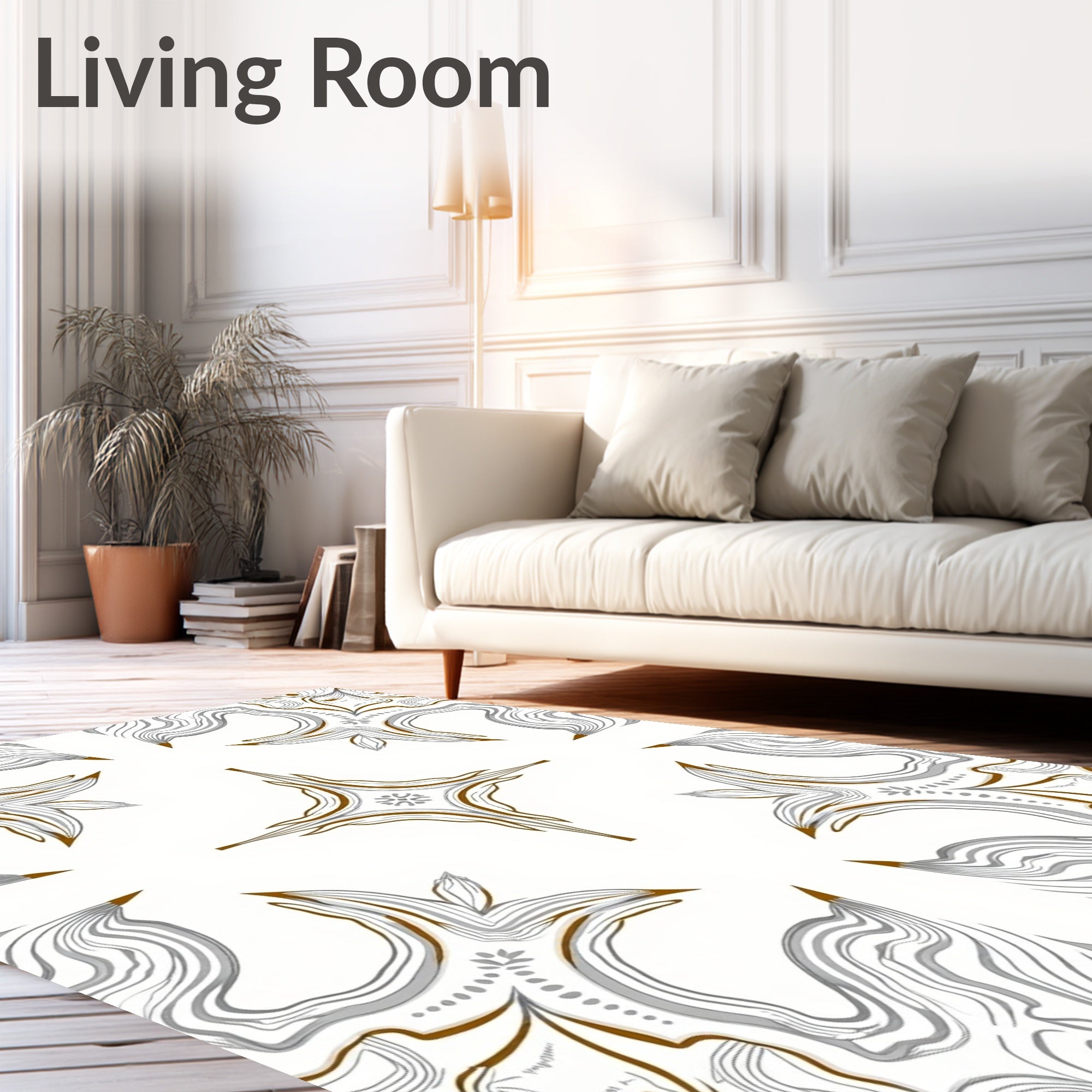 Artistic Brown White Paisley Medallion Rug