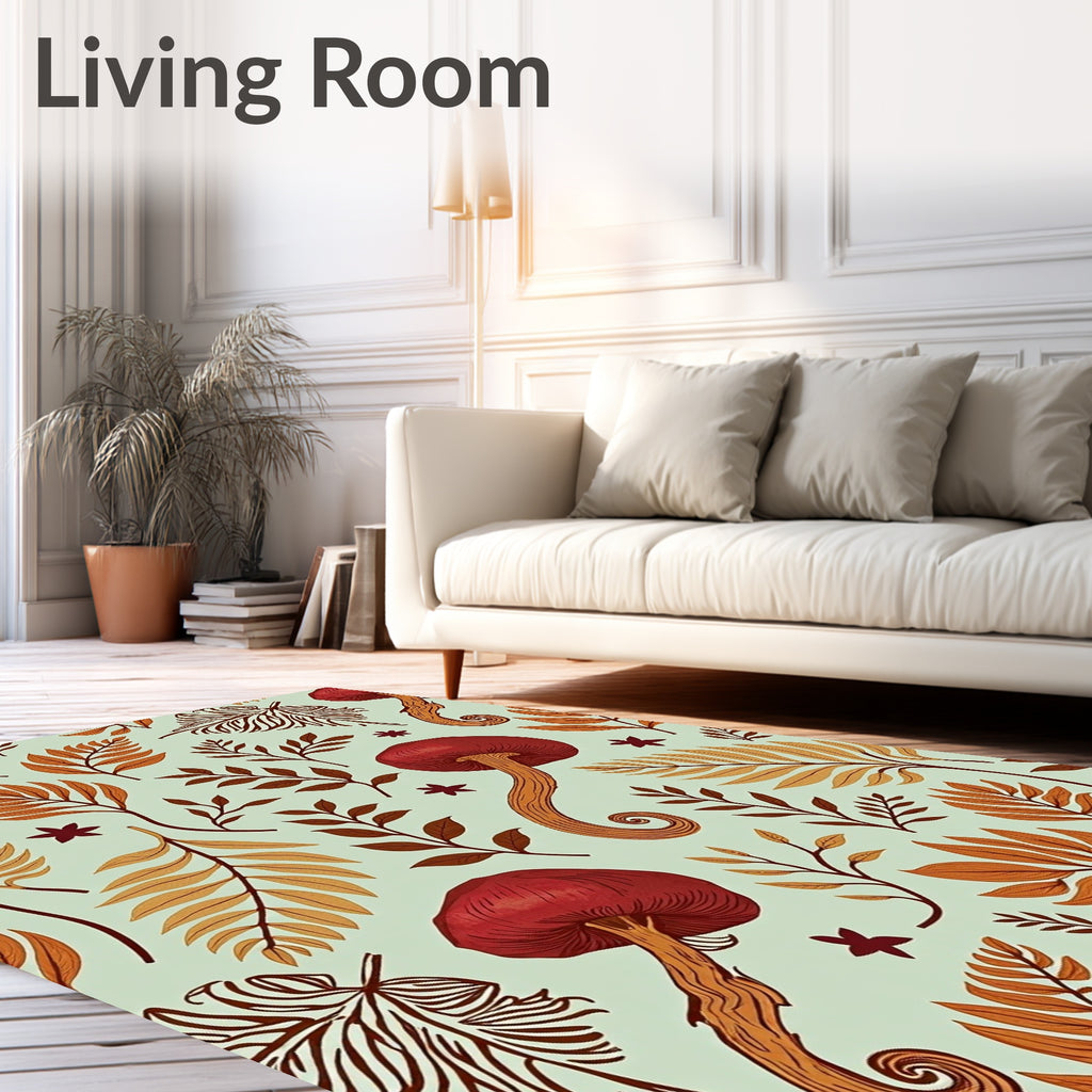 Autumnal Forest Mushroom Foliage Rug