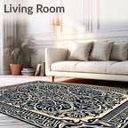 Ivory Navy Traditional Flourish Rug