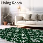 White Snowflake Forest Holiday Rug