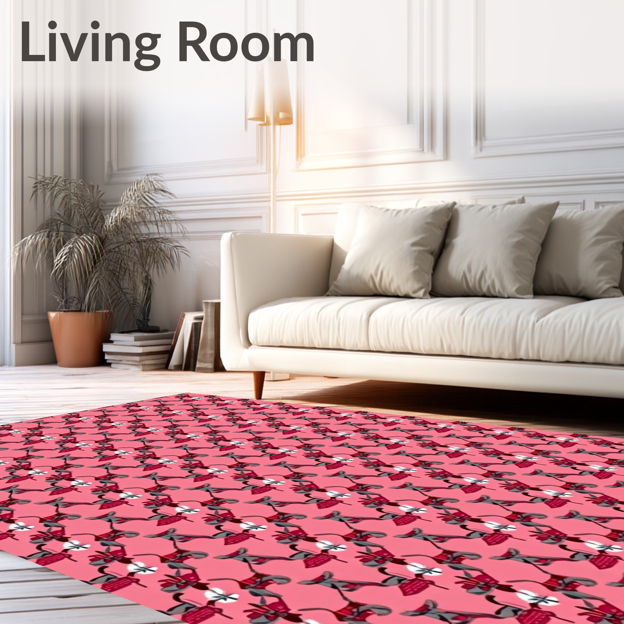 Pink Paisley Floral Interlocking Elements Rug