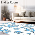 Cool Blue Snowflake Collage Rug