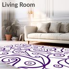 Deep Purple Swirl Calligraphy Abstract Rug