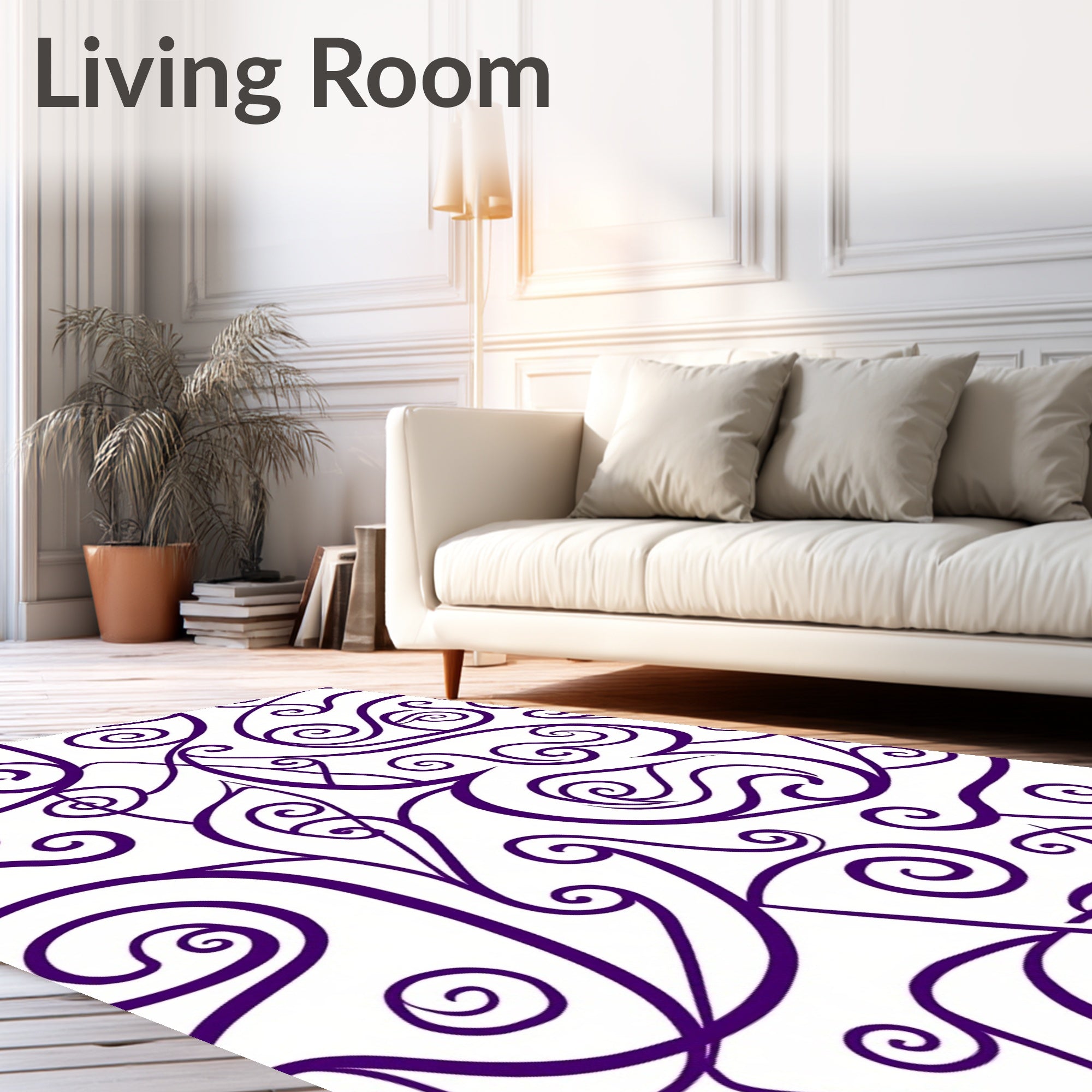 Deep Purple Swirl Calligraphy Abstract Rug
