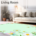 Whimsical Pastel Butterflies Floral Garden Rug