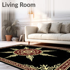 Burgundy Sunburst Medallion Frame Rug