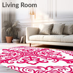 Exotic Fuchsia Scrollwork Mandala Rug