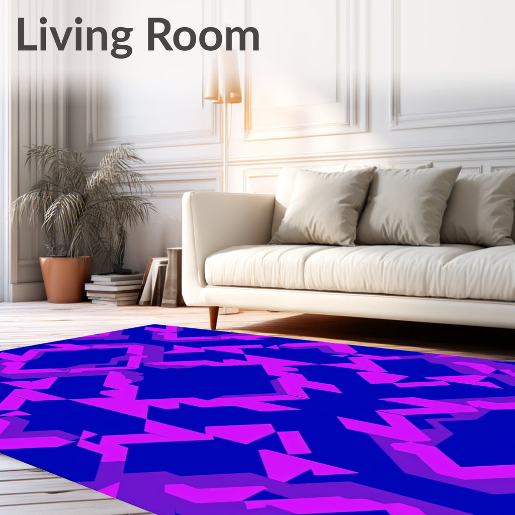 Electric Blue Magenta Geometric Overlay Rug