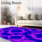 Electric Blue Magenta Geometric Overlay Rug