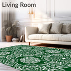 Emerald green ornate floral medallions Rug