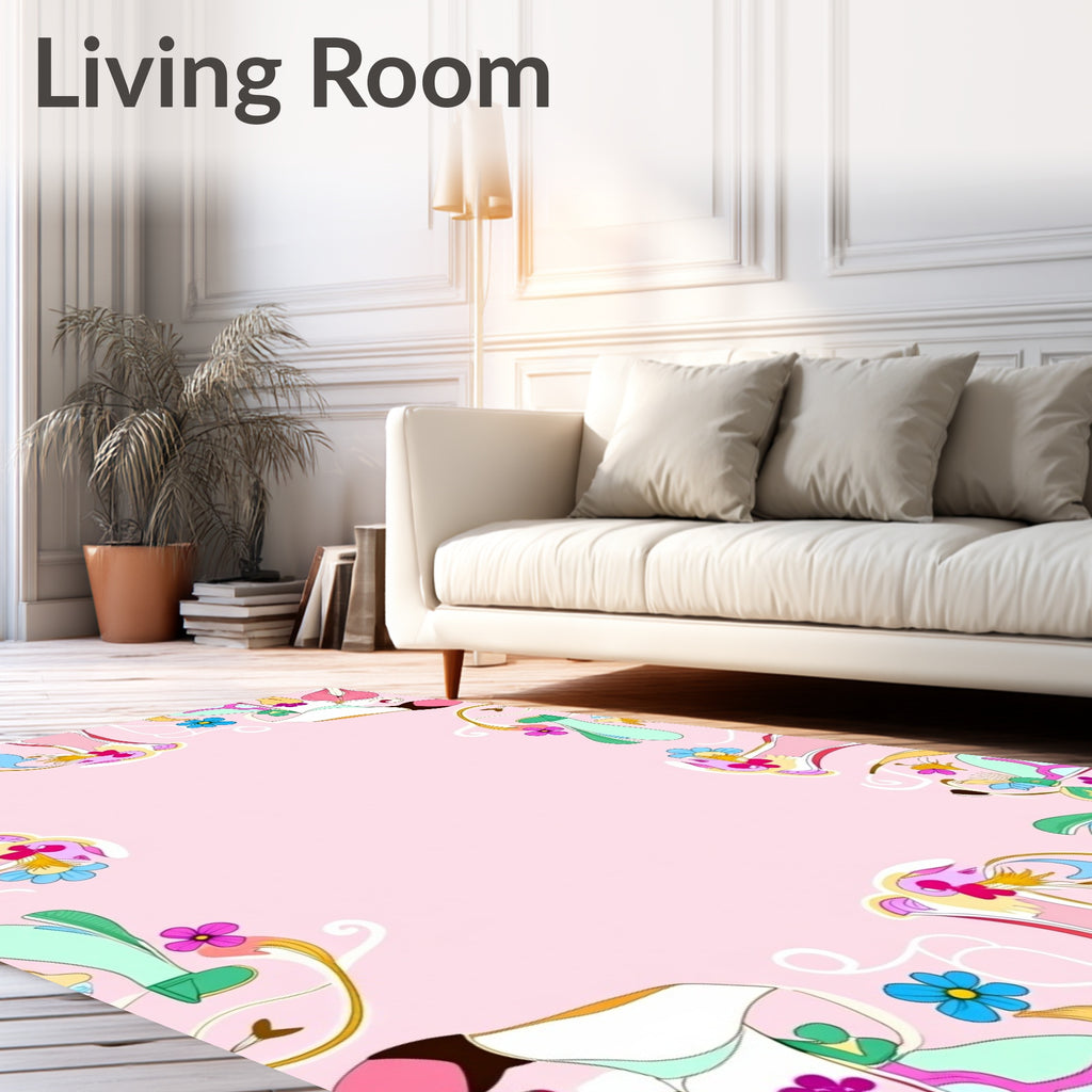 Whimsical Pastel Floral Swirls Rug