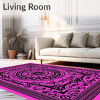 Hot Pink Symmetrical Mandala Flourish Rug