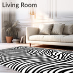 Black White Wavy Stripe Texture Rug