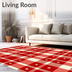 Red White Gingham Star Check Rug