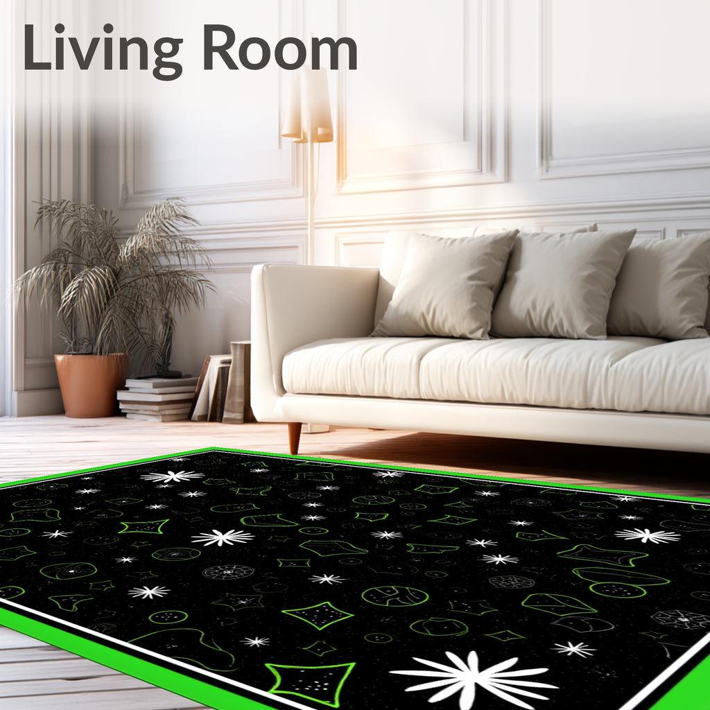 Black Cosmic Starburst Scatter Rug
