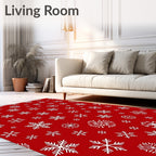 Red White Snow Flurry Field Rug