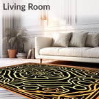 Golden Black Intricate Tribal Medallion Rug