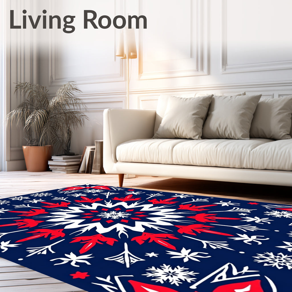 Foliage Snowflake Medallion Navy Rug