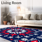 Foliage Snowflake Medallion Navy Rug
