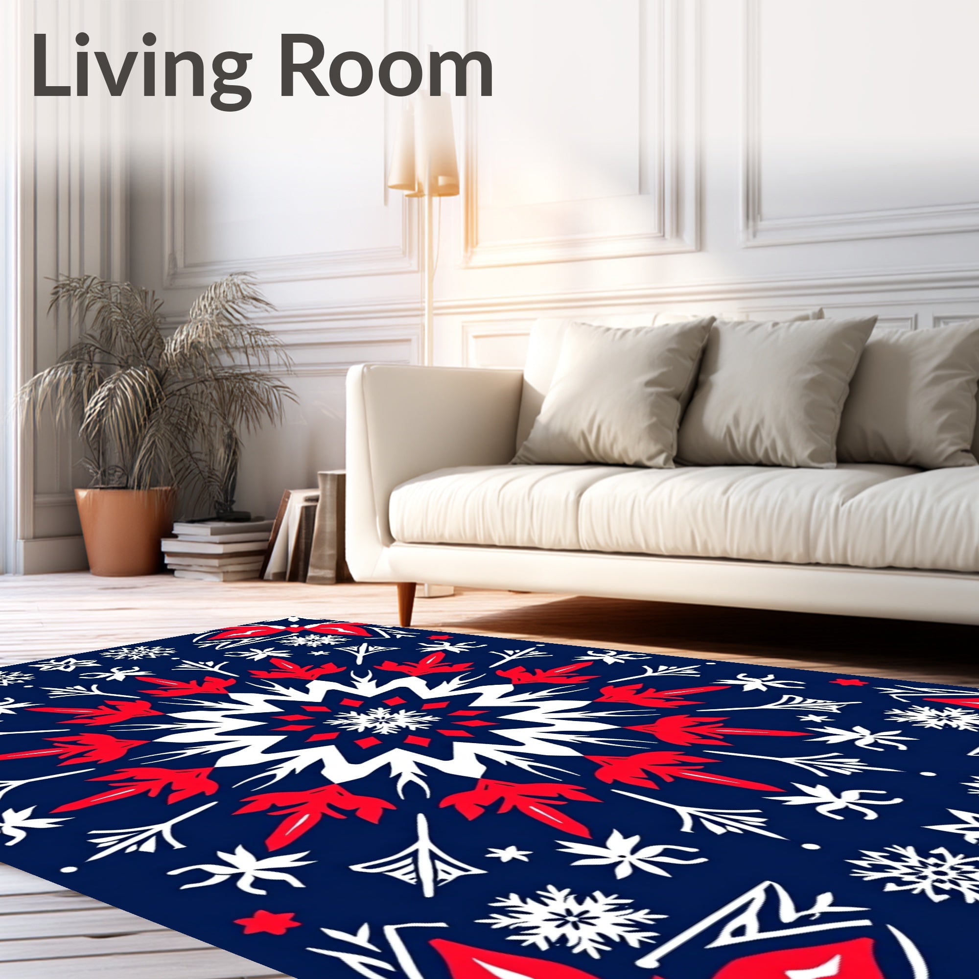 Foliage Snowflake Medallion Navy Rug