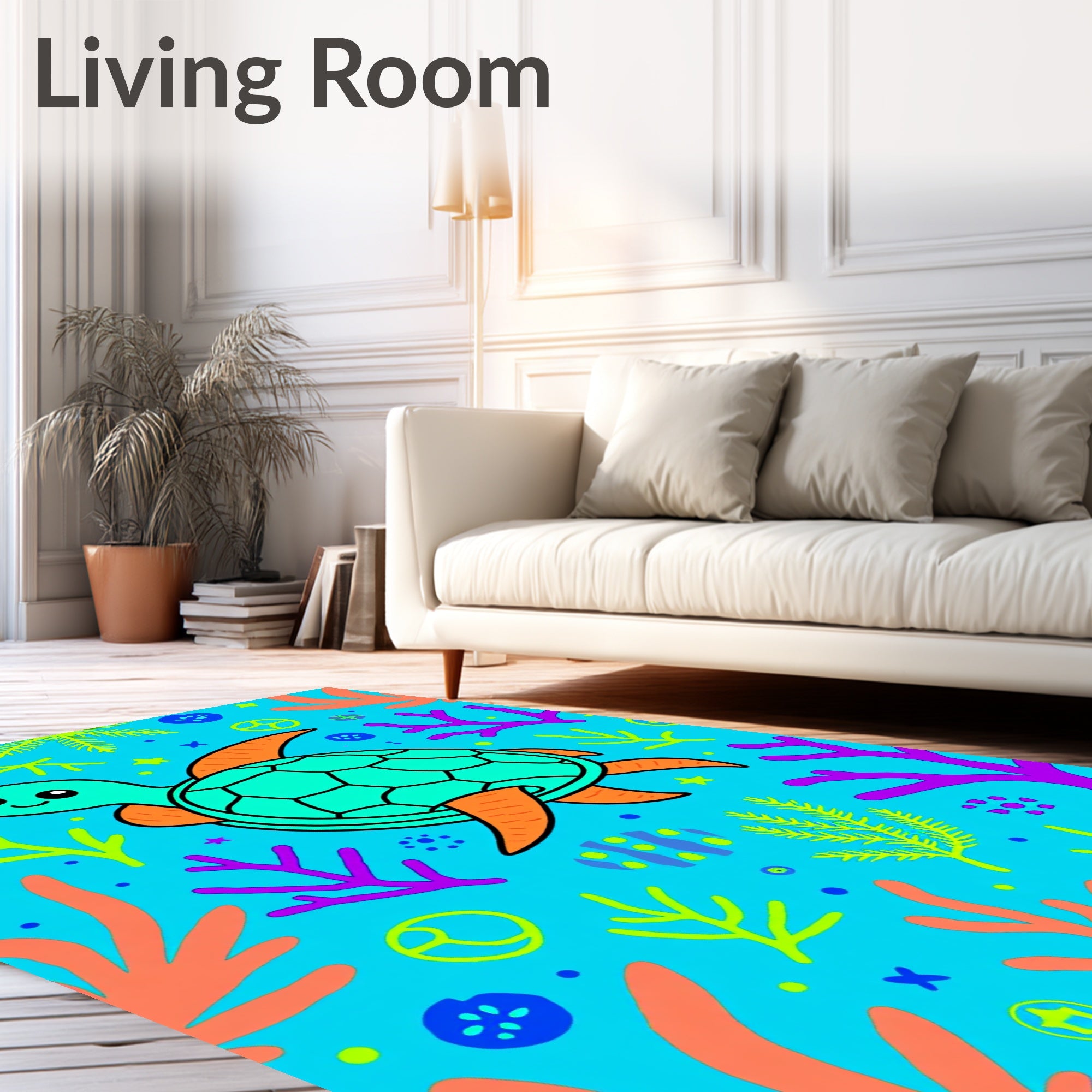 Aqua Turtle Coral Reef Celebration Rug