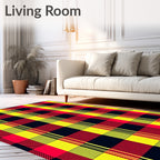 Bold Red Yellow Plaid Squares Rug