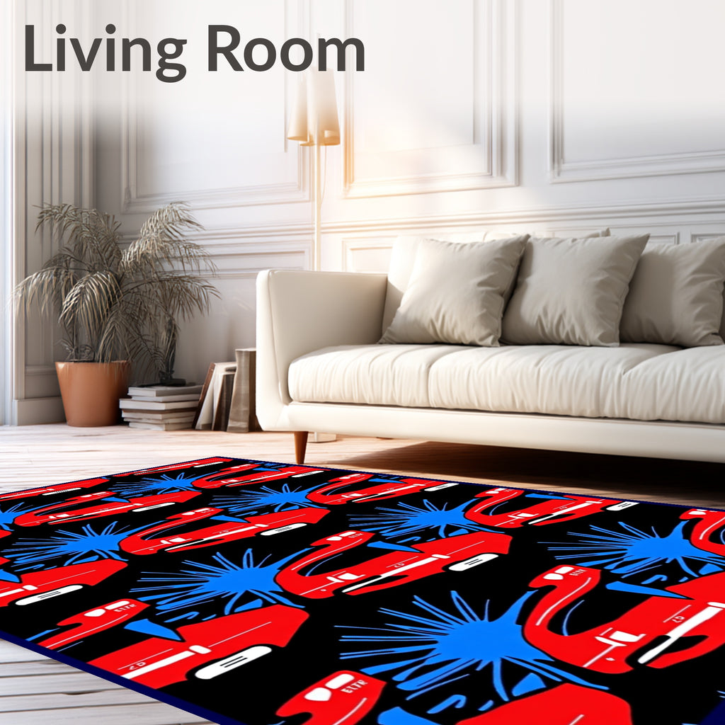 Modern Red Blue Abstract Vehicle Rug