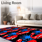 Modern Red Blue Abstract Vehicle Rug